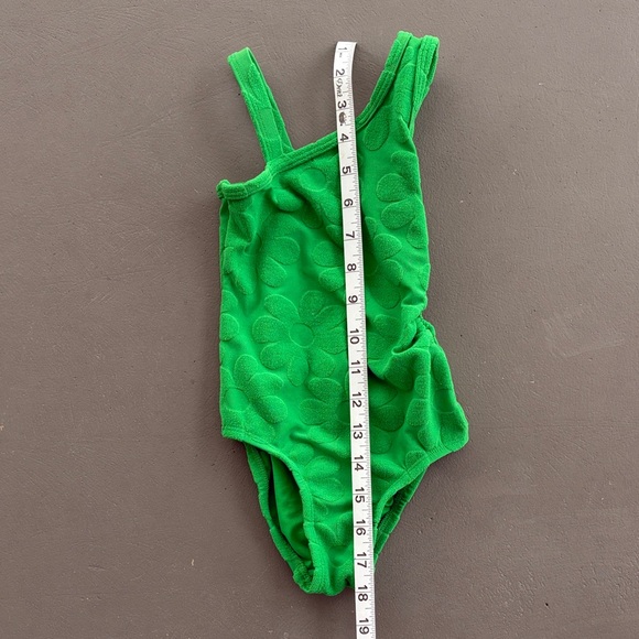 Old Navy Girl’s Floral Textured Green One Piece Swimsuit with Side Cutout - Picture 6 of 6